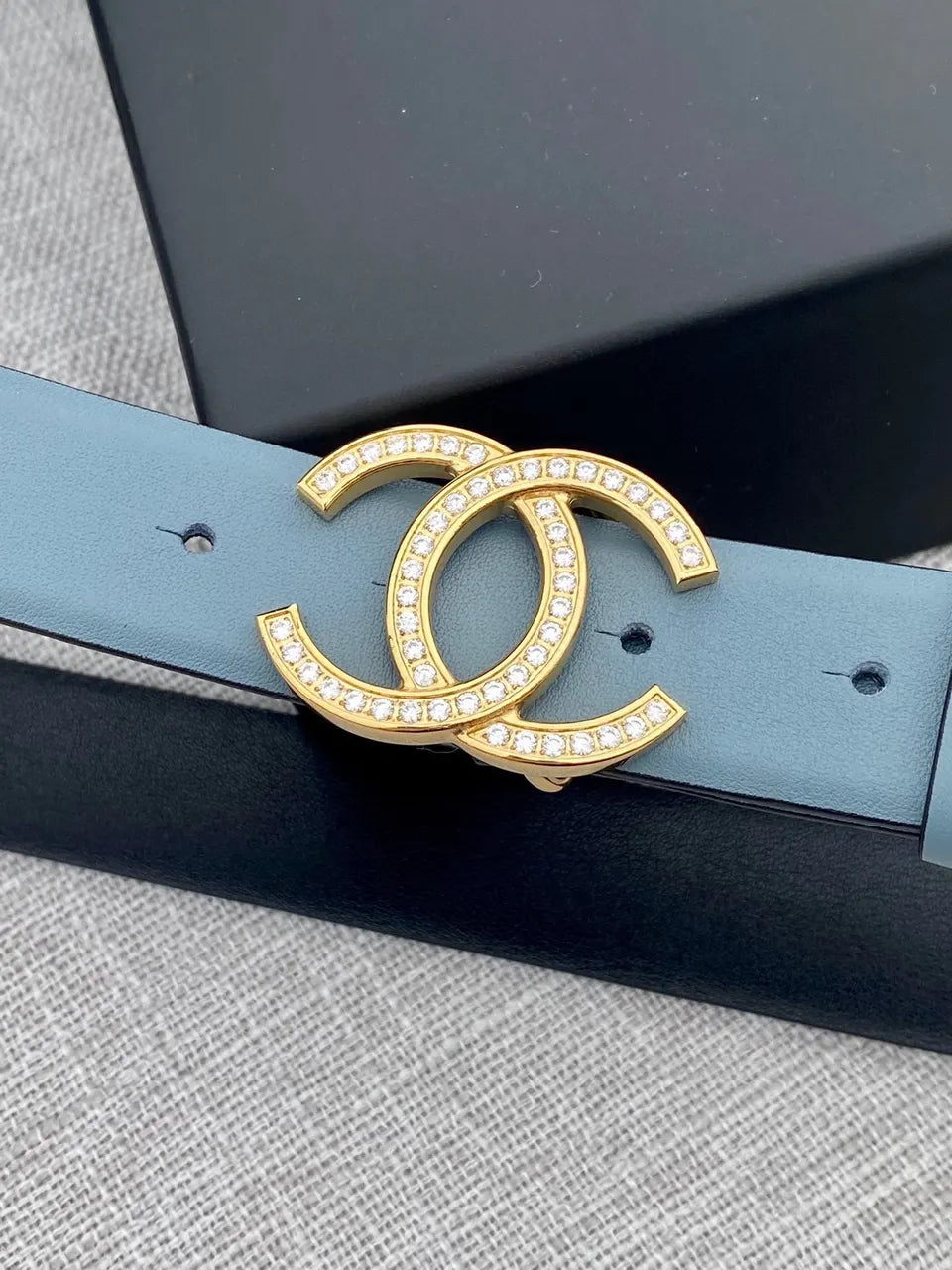 Chanel Blue Leather Belt - Hình 8