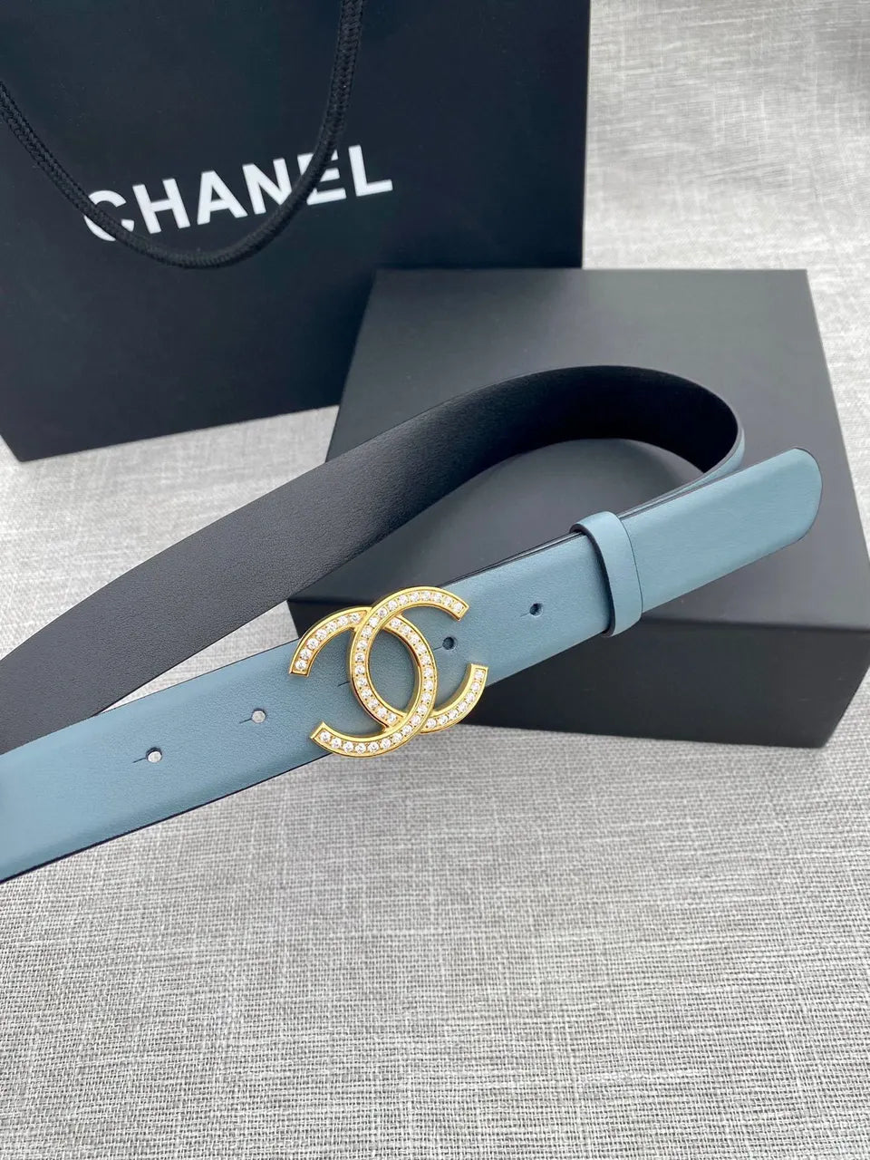 Chanel Blue Leather Belt - Hình 9