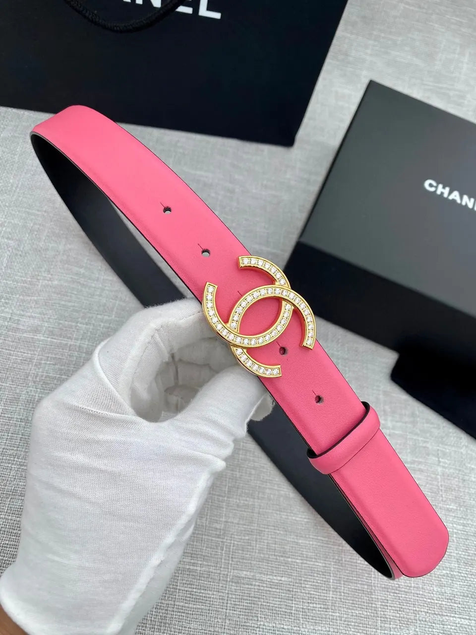 Chanel Hot Pink Leather Belt - Hình 6