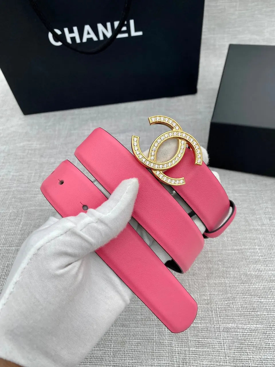 Chanel Hot Pink Leather Belt - Hình 7