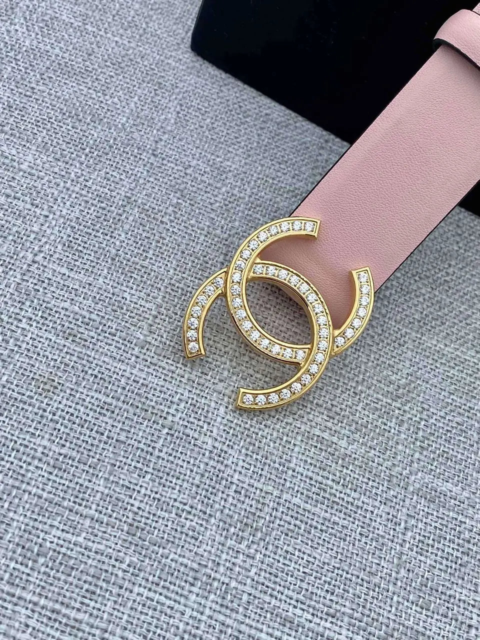 crystal Chanel Pink Leather Belt - Hình 4