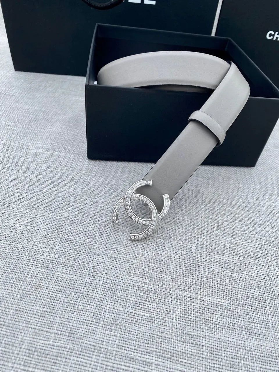 Chanel Gray Crystal CC Belt - Hình 7