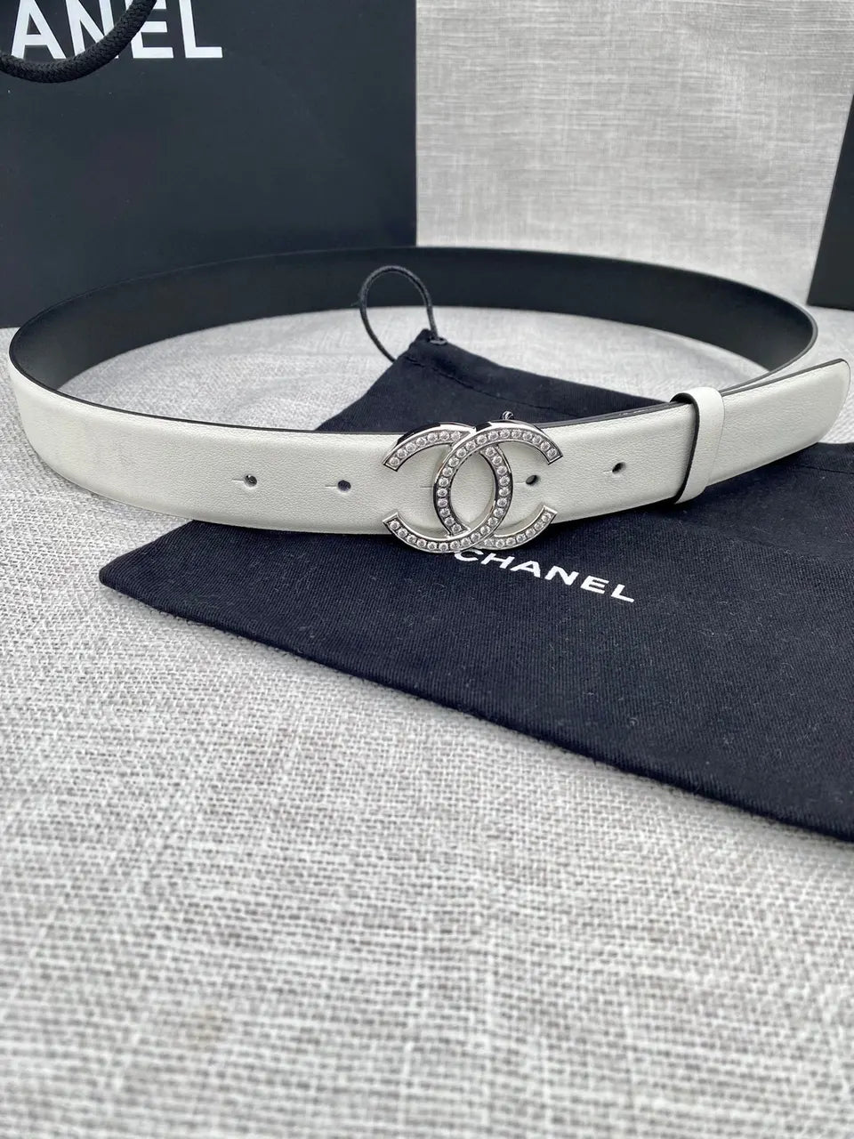 Chanel Off-White Leather Belt