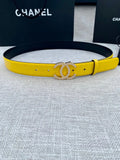 Chanel Yellow Leather Crystal Belt