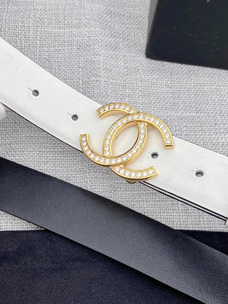 Chanel Off-White Leather Belt - Hình 8