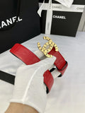 Chanel Red Leather Embossed Belt
