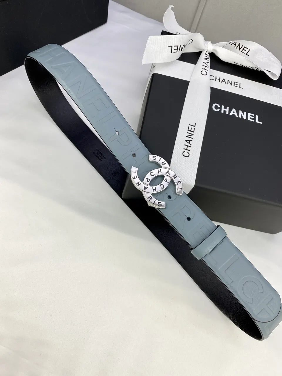 Chanel Sky Blue Leather Belt - Hình 2