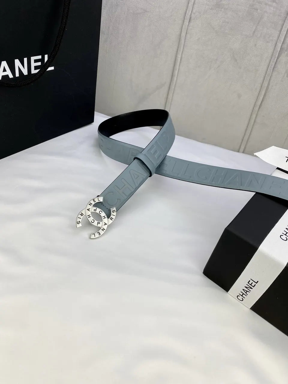 Chanel Sky Blue Leather Belt - Hình 3