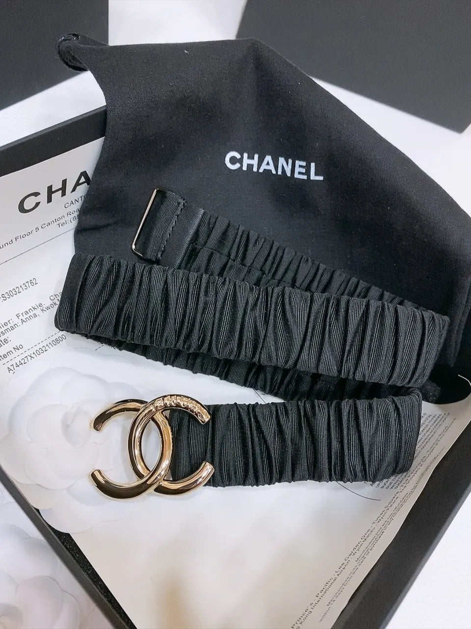 Chanel Black Fabric Belt - Hình 2