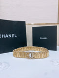 Chanel Gold Ruched Fabric Belt