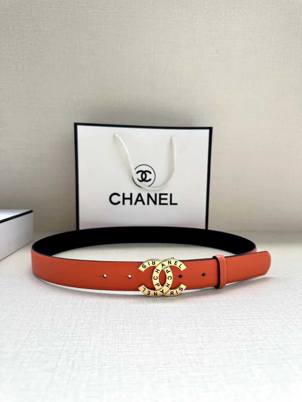 Chanel Coral Leather Belt