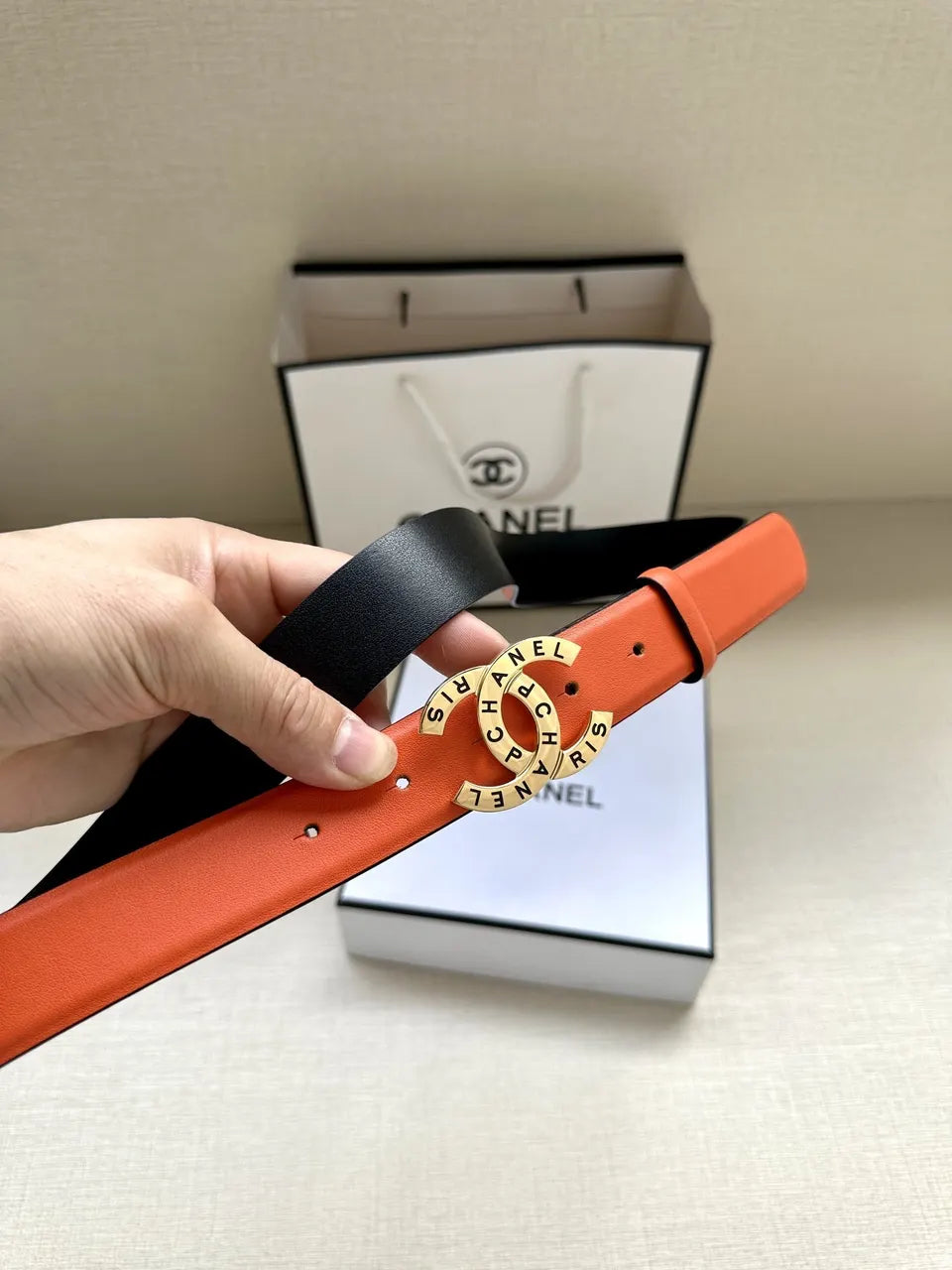 Chanel Coral Leather Belt - Hình 3