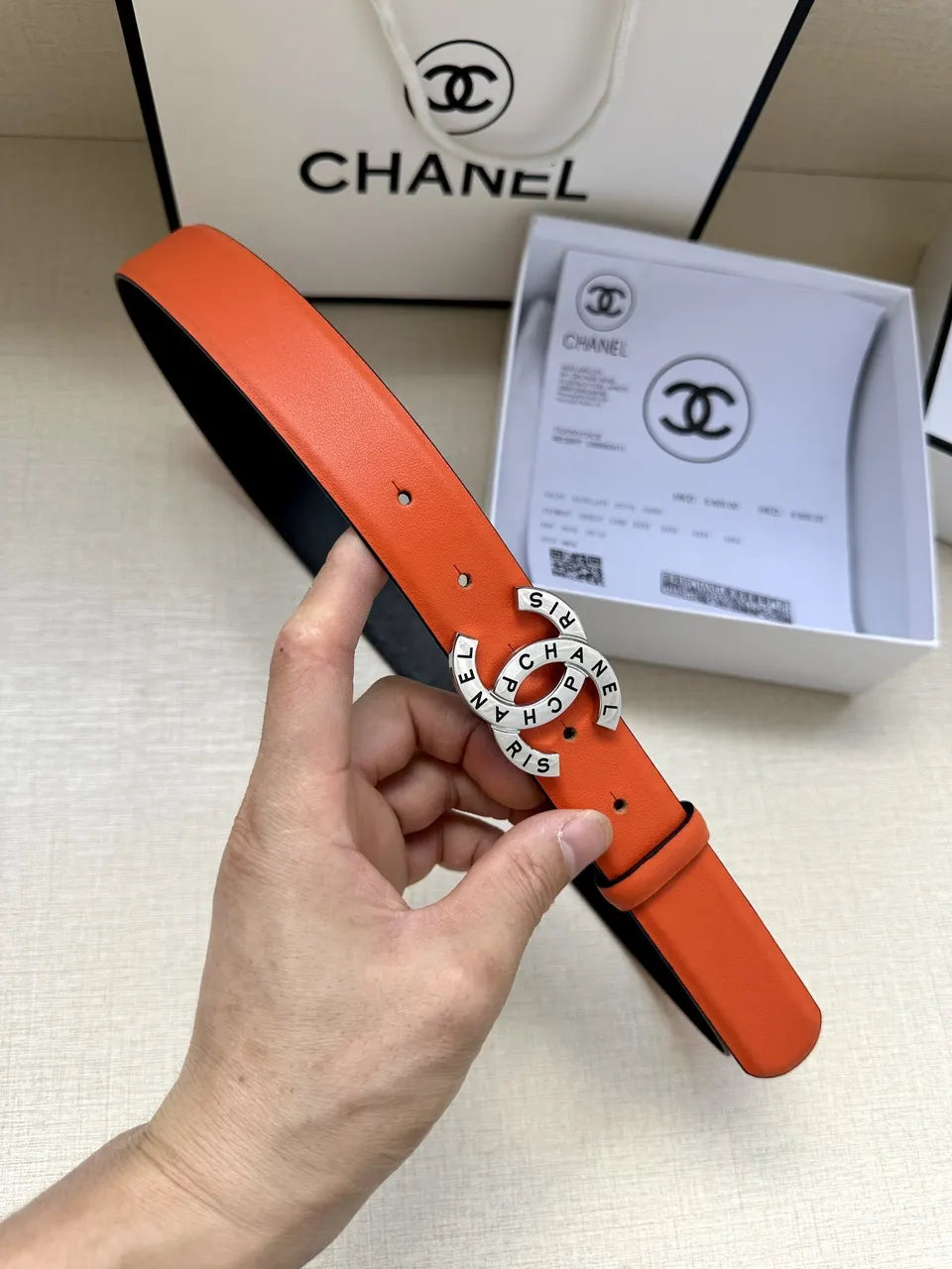Chanel Coral Leather Belt - Hình 6