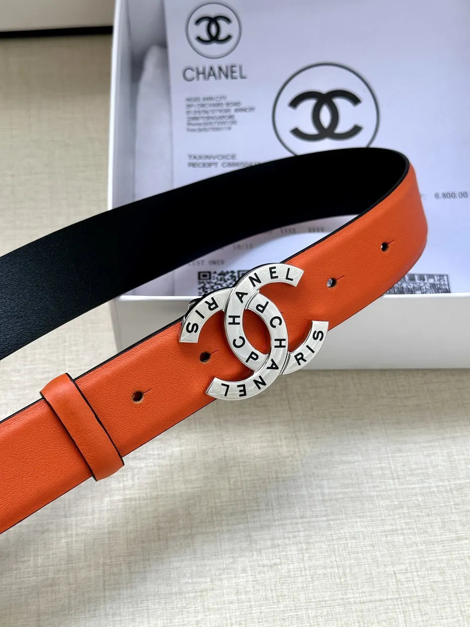 Chanel Coral Leather Belt - Hình 7