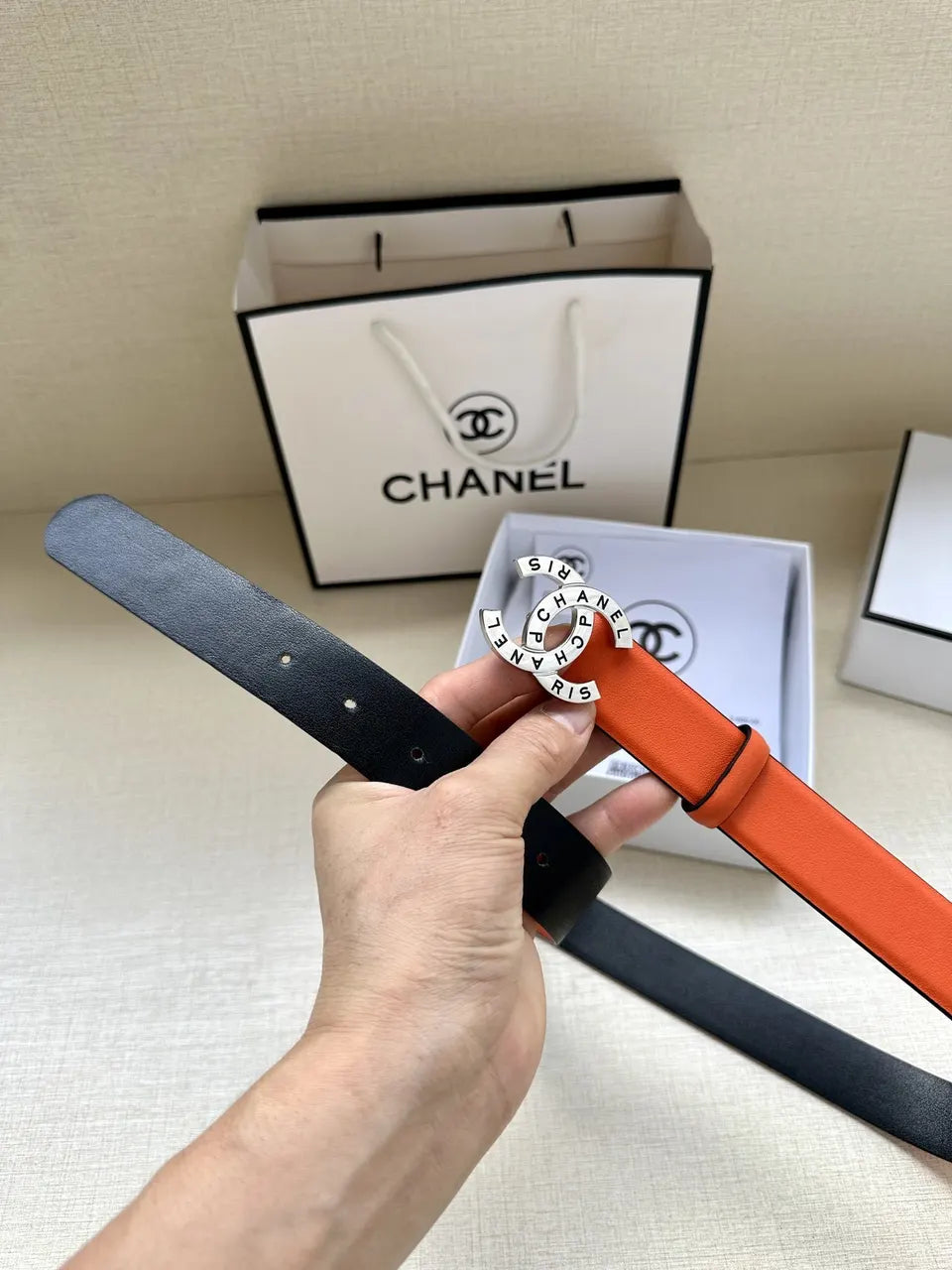 Chanel Coral Leather Belt - Hình 8