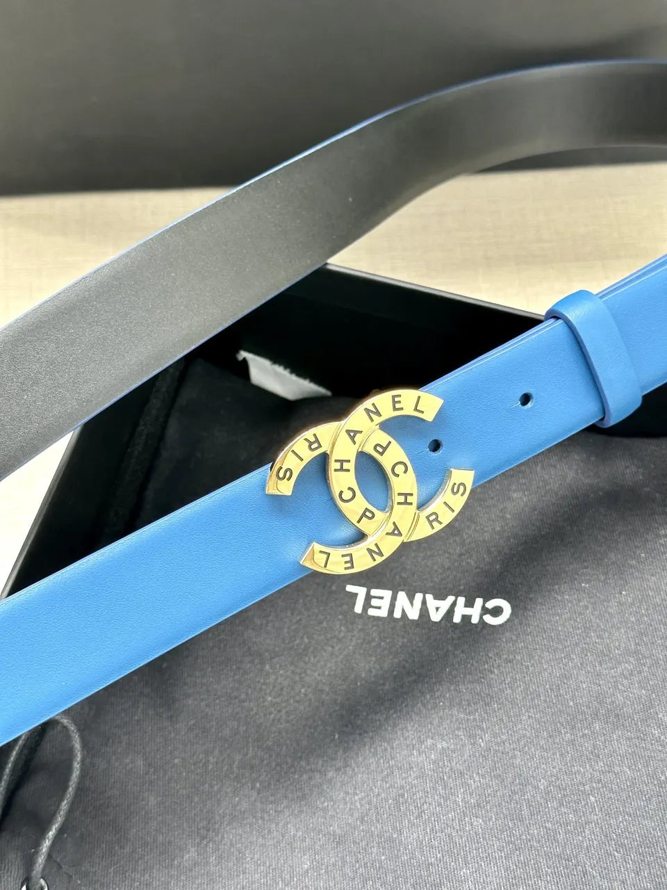 Chanel Azure Leather Belt - Hình 2