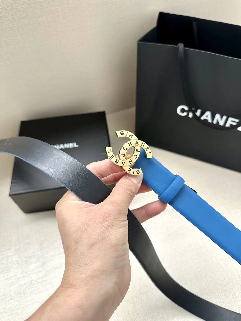 Chanel Azure Leather Belt - Hình 4