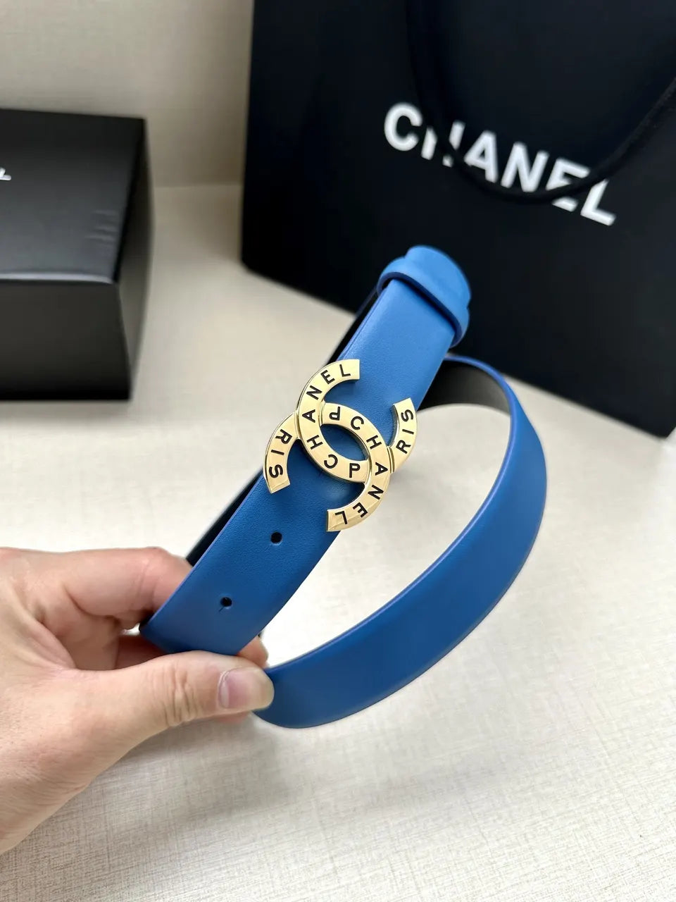 Chanel Azure Leather Belt - Hình 5