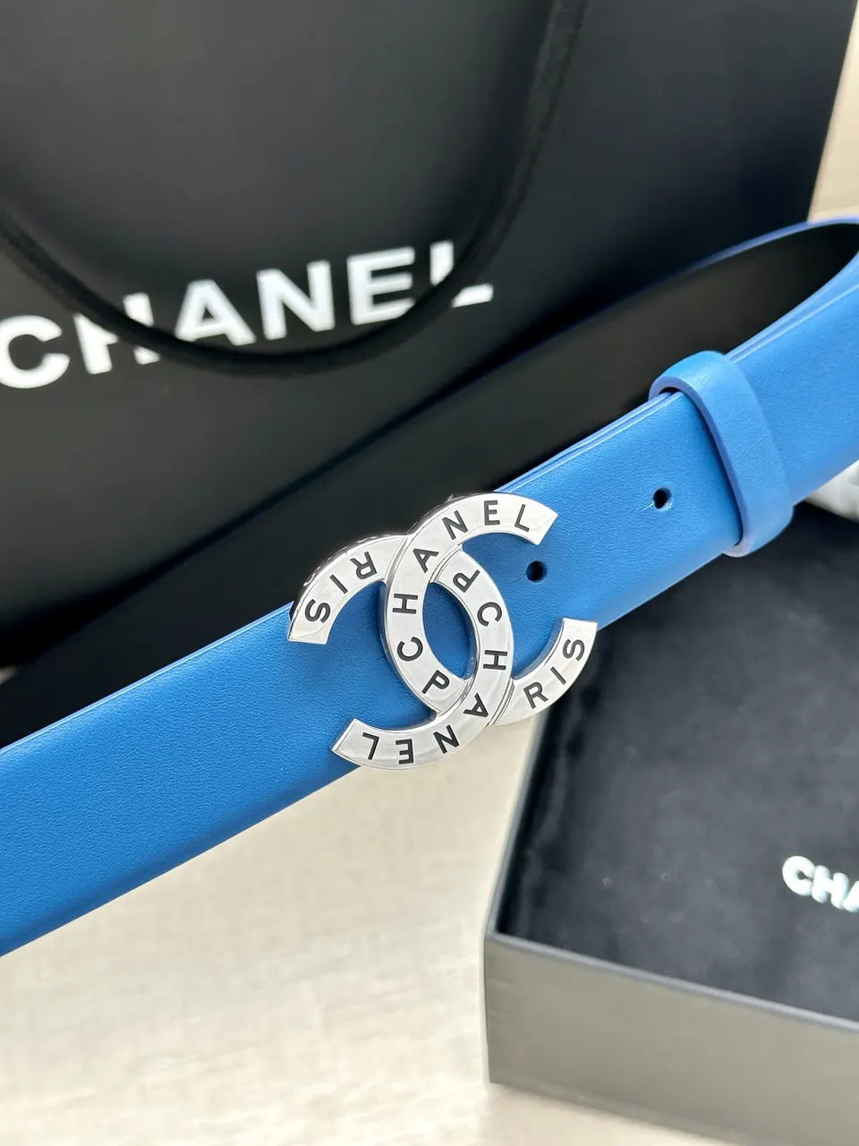 Chanel Azure Leather Belt - Hình 7