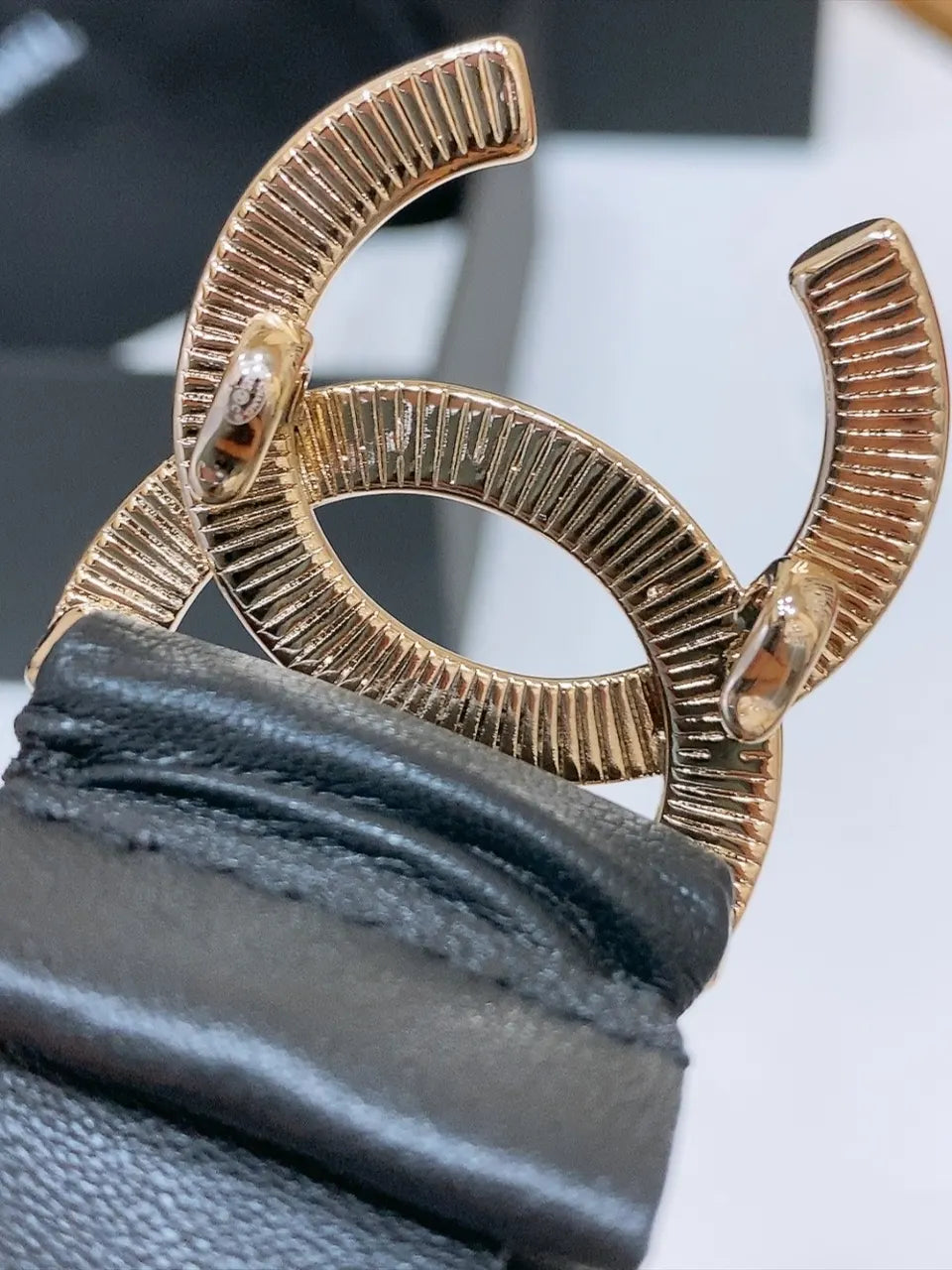 Chanel Black Ruched Elastic Belt - Hình 4