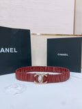 ruched Chanel Bordeaux Leather Belt