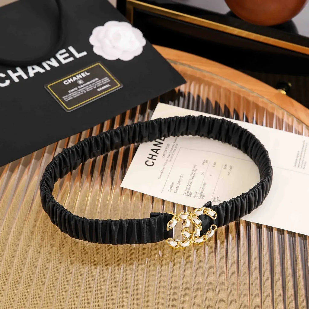 Chanel Ruched Black Belt