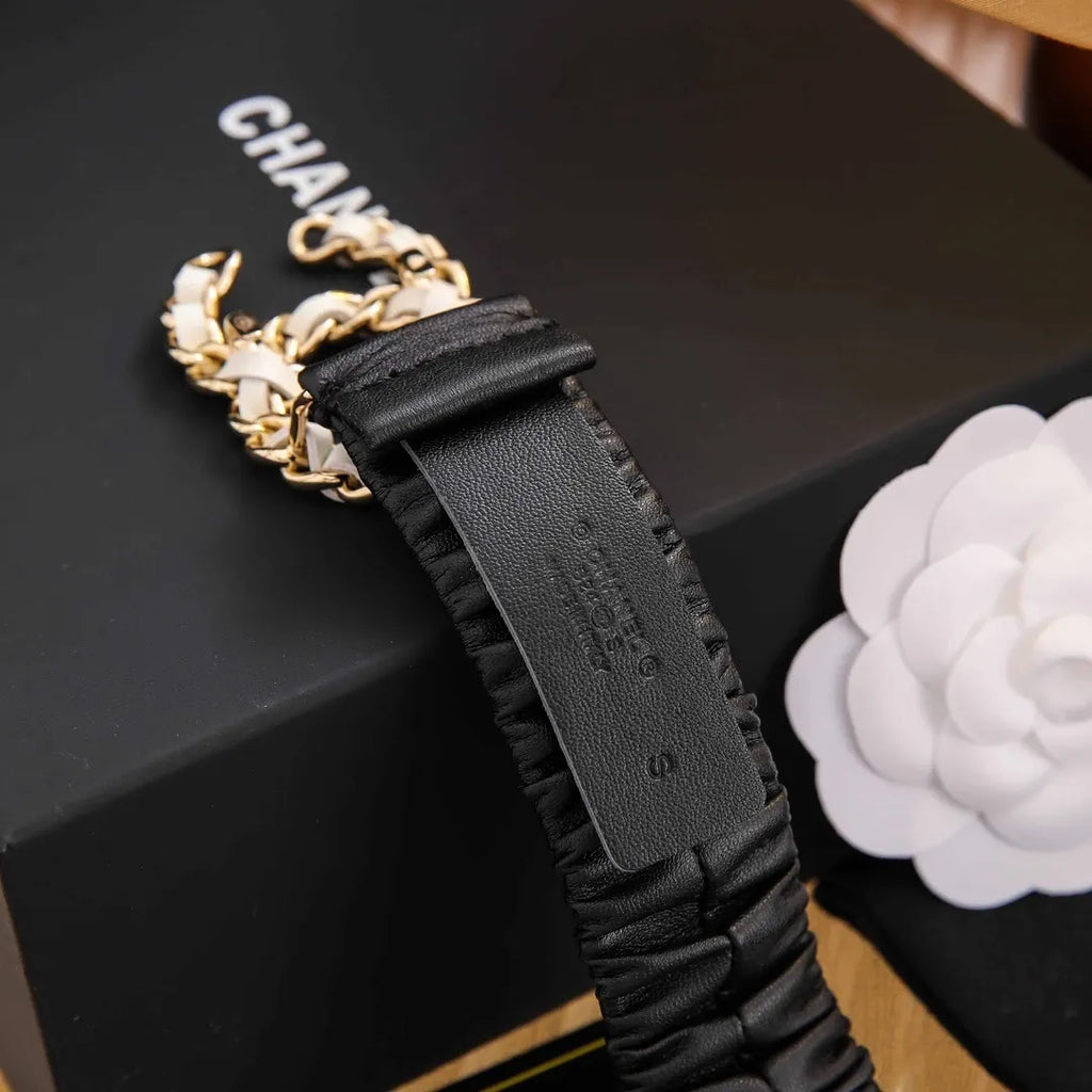 Chanel Ruched Black Belt - Hình 4