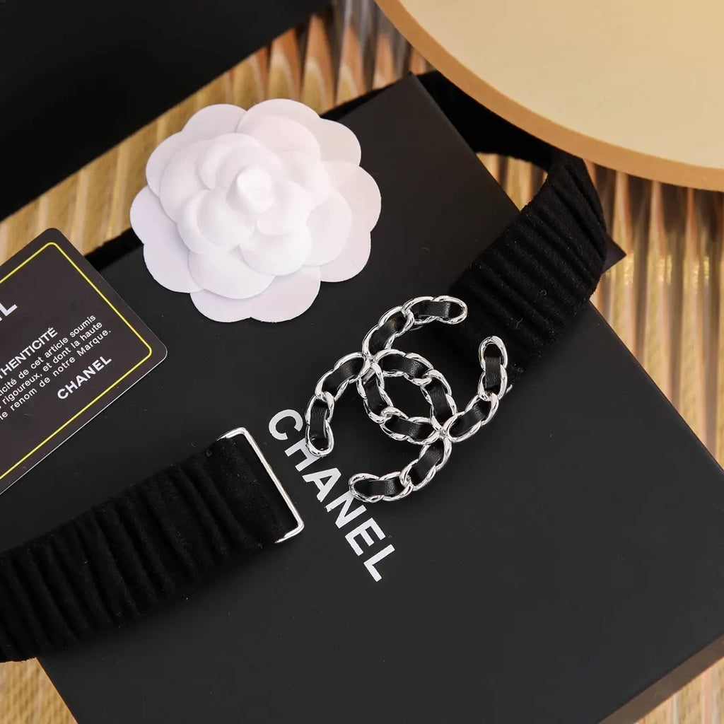 chain Chanel Black Velvet Belt - Hình 2