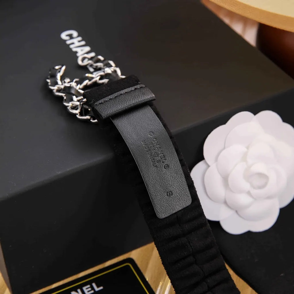 chain Chanel Black Velvet Belt - Hình 3