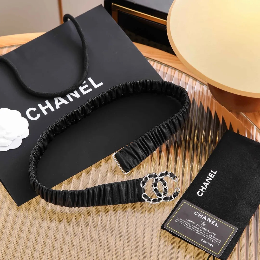 chain Chanel Black Velvet Belt - Hình 5