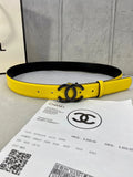 black Chanel Yellow Leather Belt
