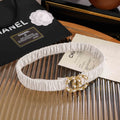 Chanel White Ruched Belt
