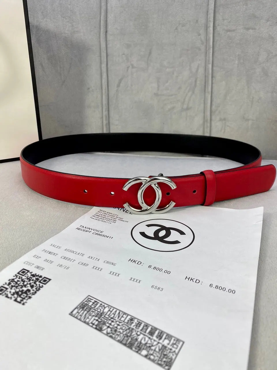 Chanel Rouge Leather Belt
