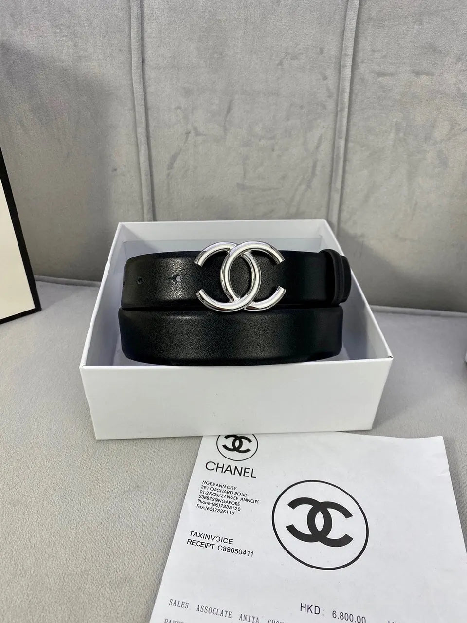 iconic Chanel Black Leather Belt Golden CC - Hình 7