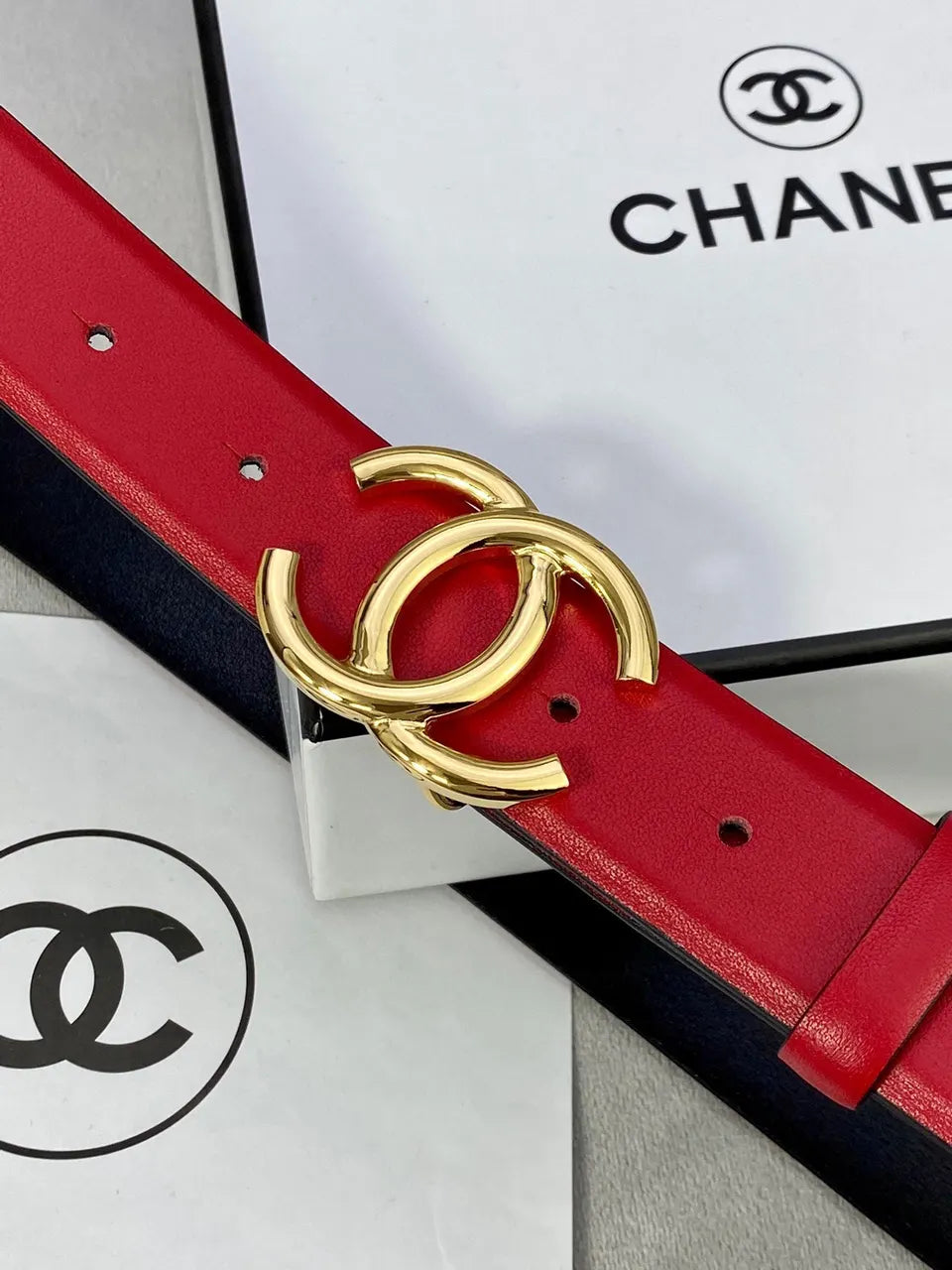 Chanel Rouge Leather Belt - Hình 3
