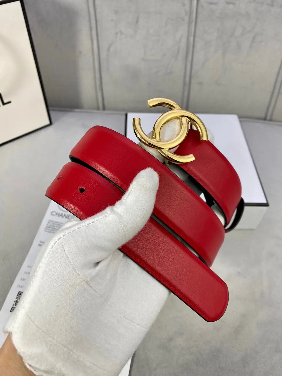 Chanel Rouge Leather Belt - Hình 4