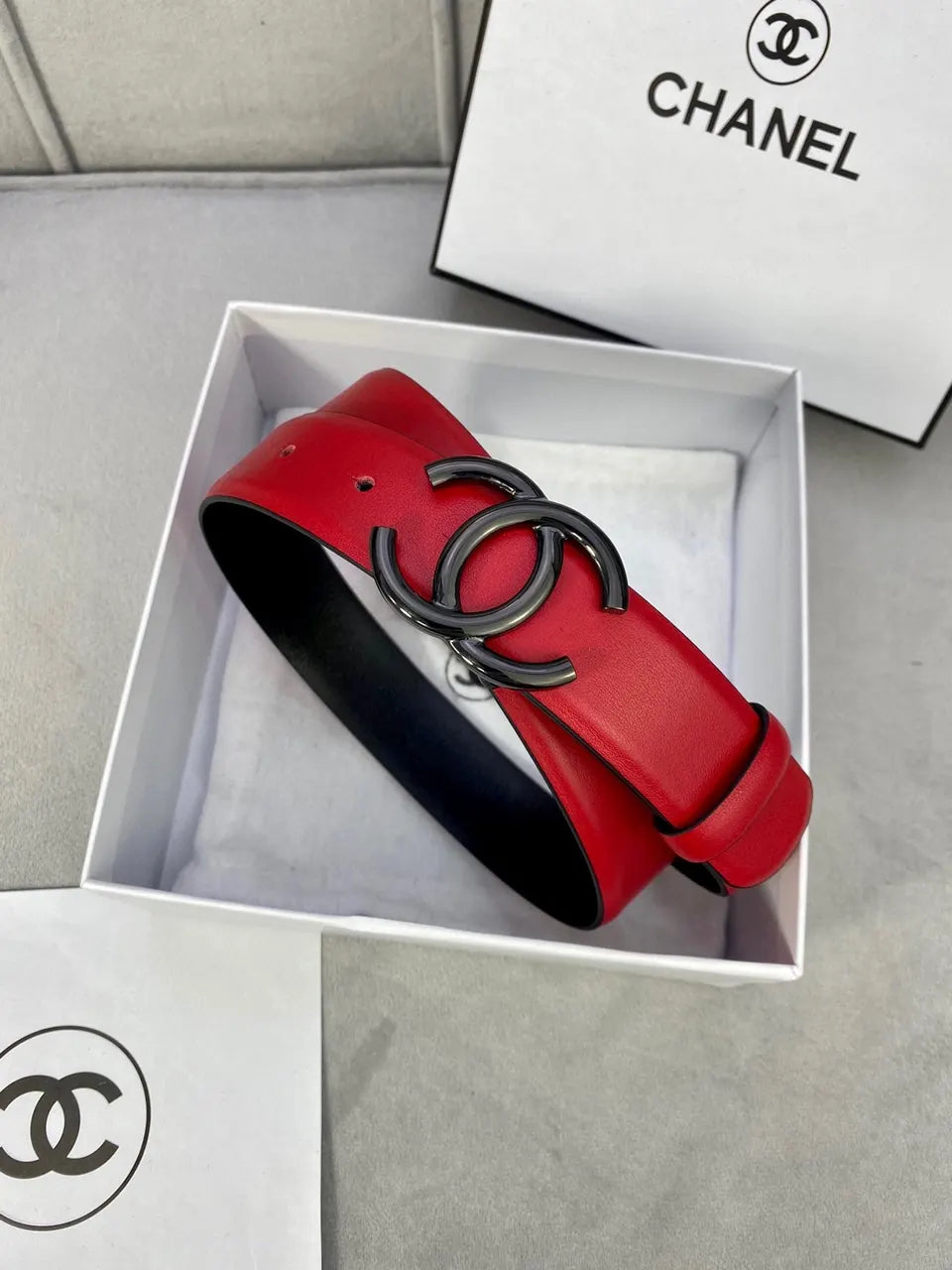 Chanel Rouge Leather Belt - Hình 6