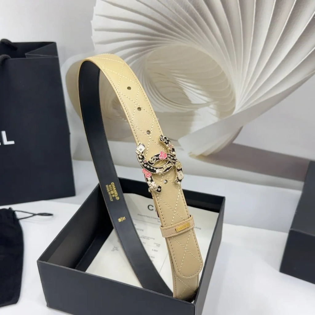 Chanel Beige Quilted Belt - Hình 2