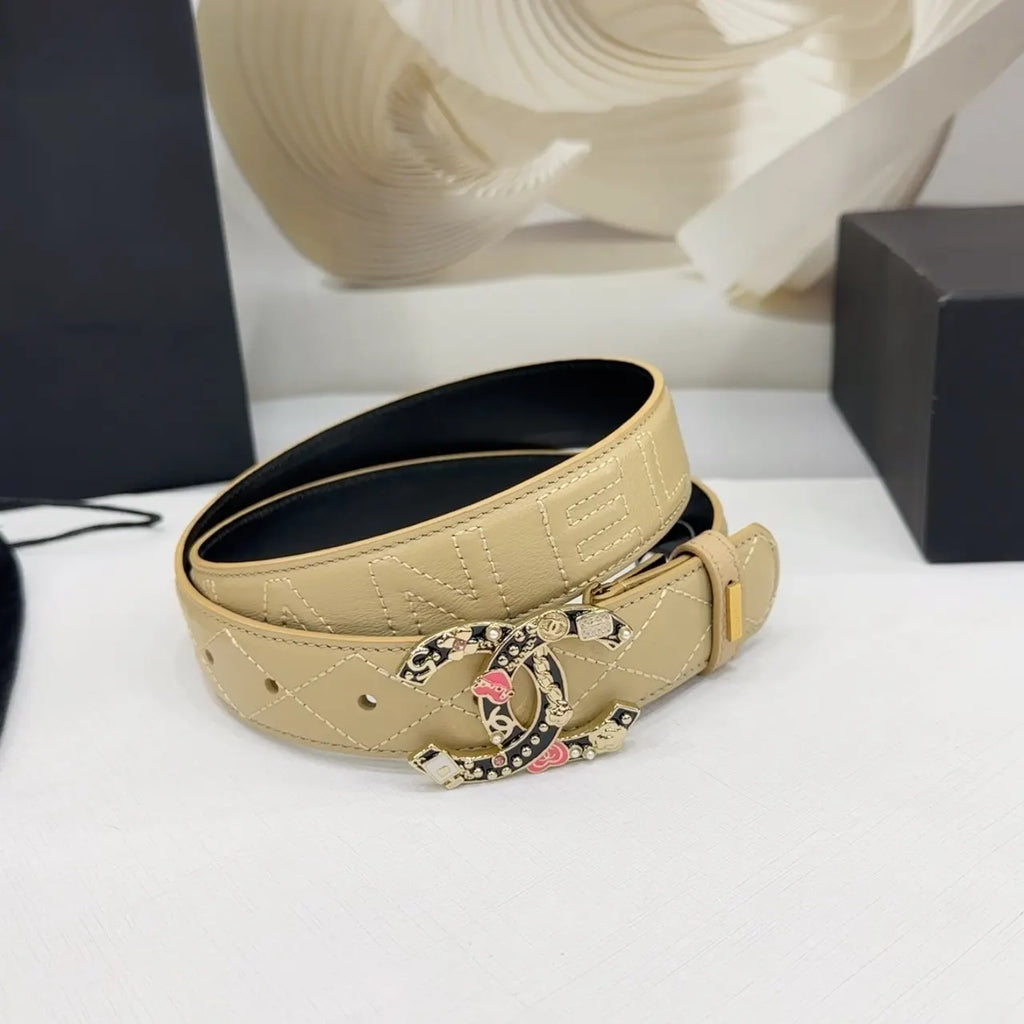 Chanel Beige Quilted Belt - Hình 3