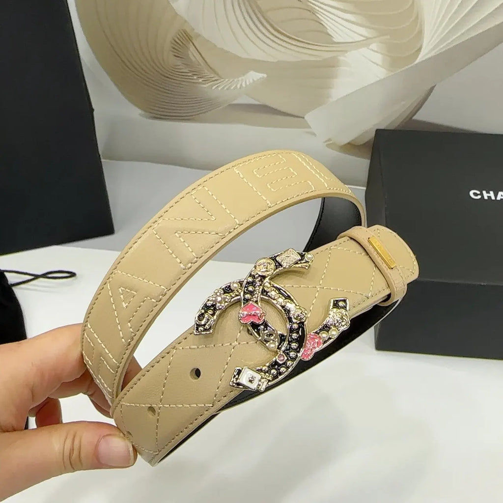 Chanel Beige Quilted Belt - Hình 4