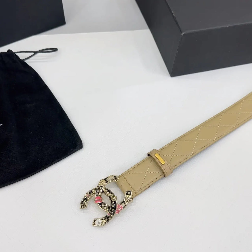 Chanel Beige Quilted Belt - Hình 5