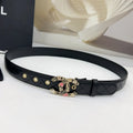 floral Chanel Black Quilted Belt