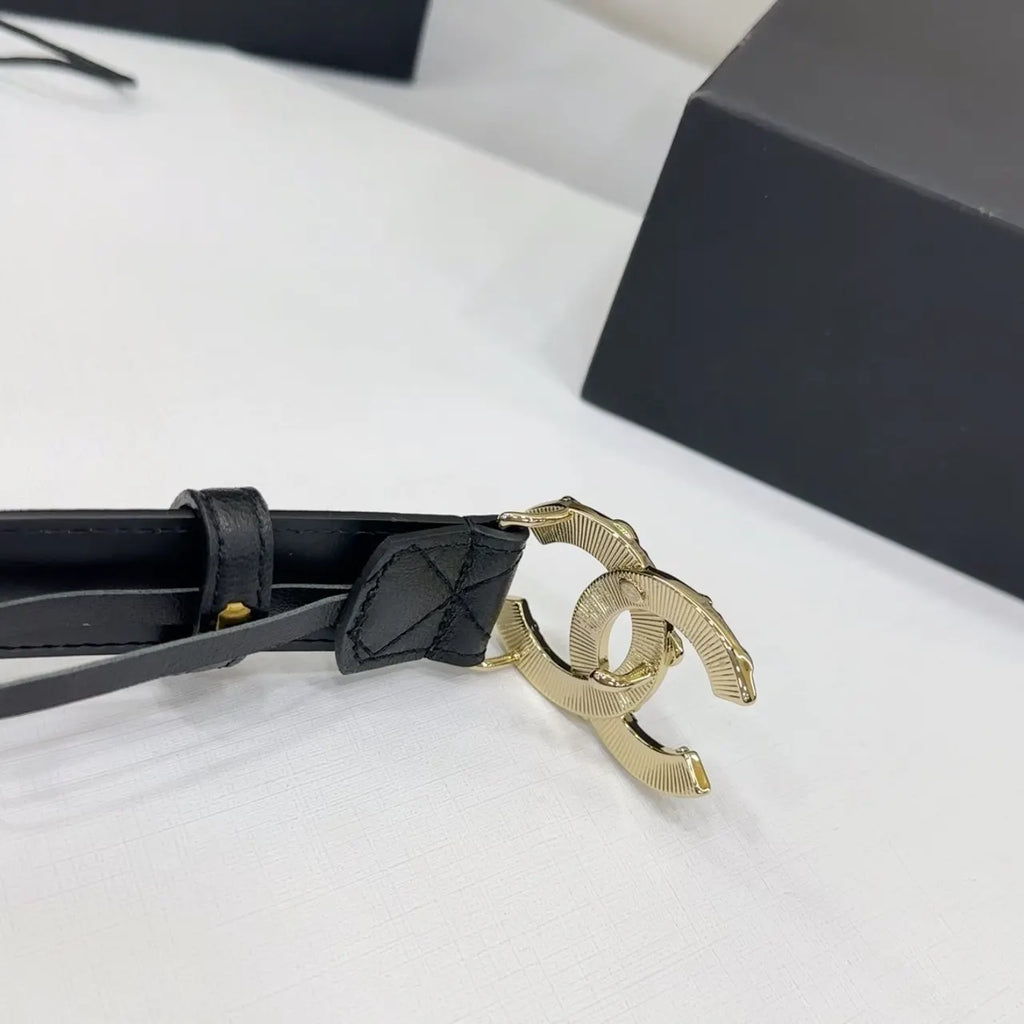 floral Chanel Black Quilted Belt - Hình 8