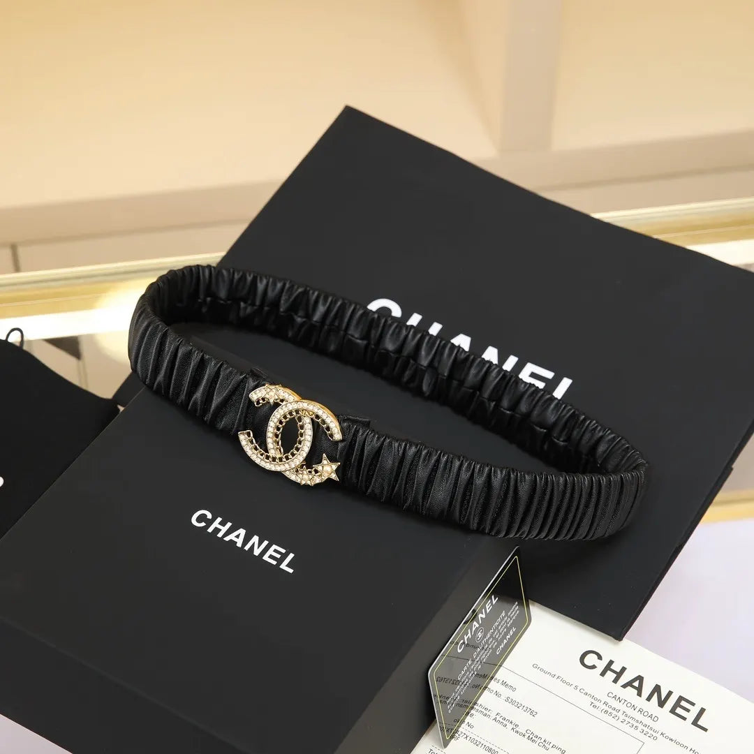 Chanel Black Silk Belt - Hình 2