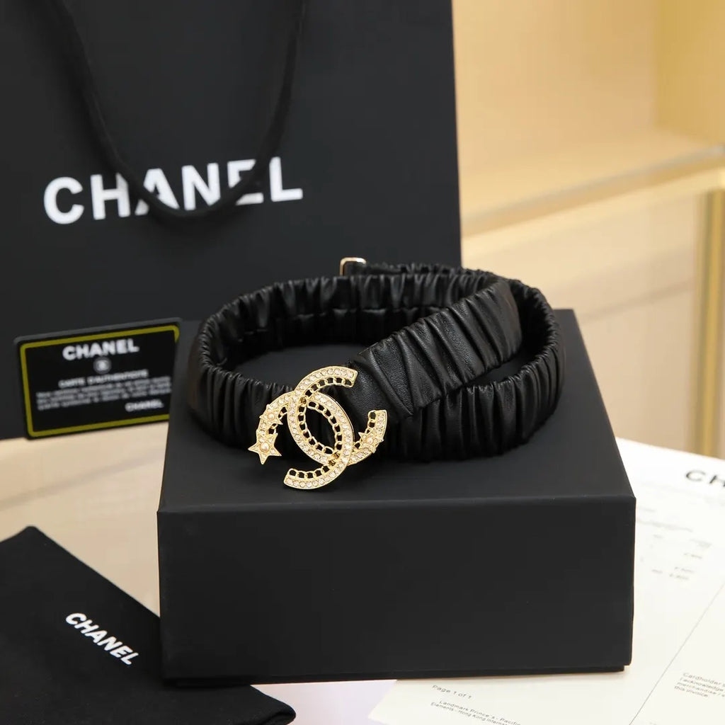 Chanel Black Silk Belt - Hình 3