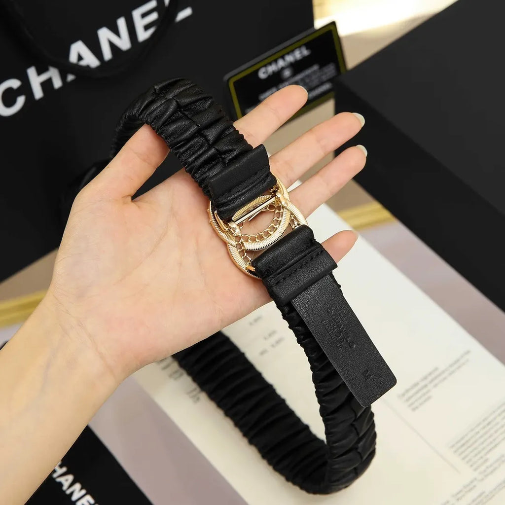 Chanel Black Silk Belt - Hình 5