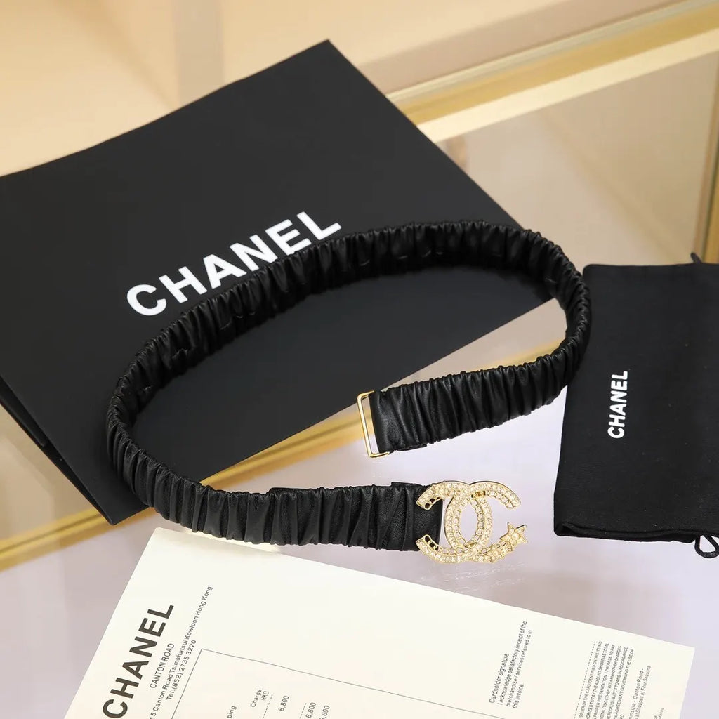 Chanel Black Silk Belt - Hình 6