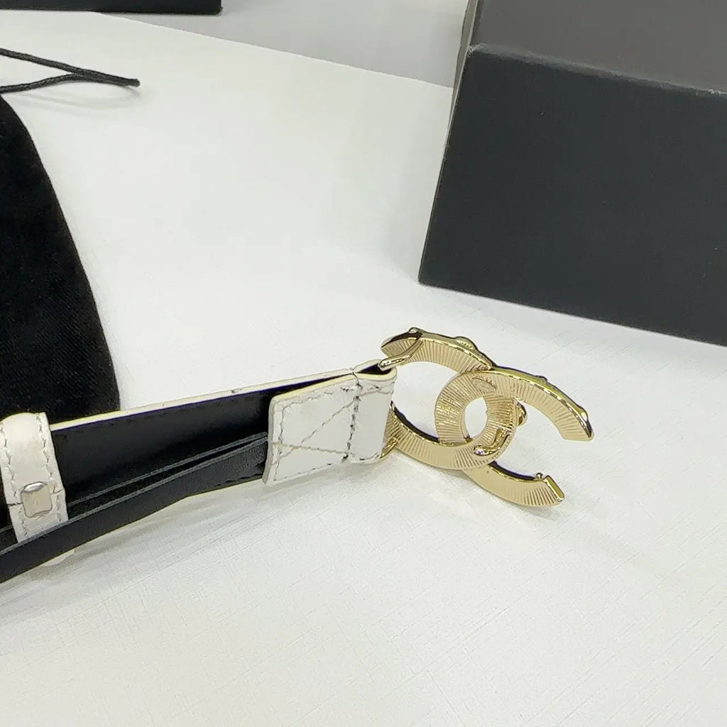 Chanel White Quilted Leather Belt - Hình 6