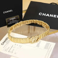 Chanel Gold Ruched Leather Belt
