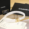 Chanel White Ruched Belt